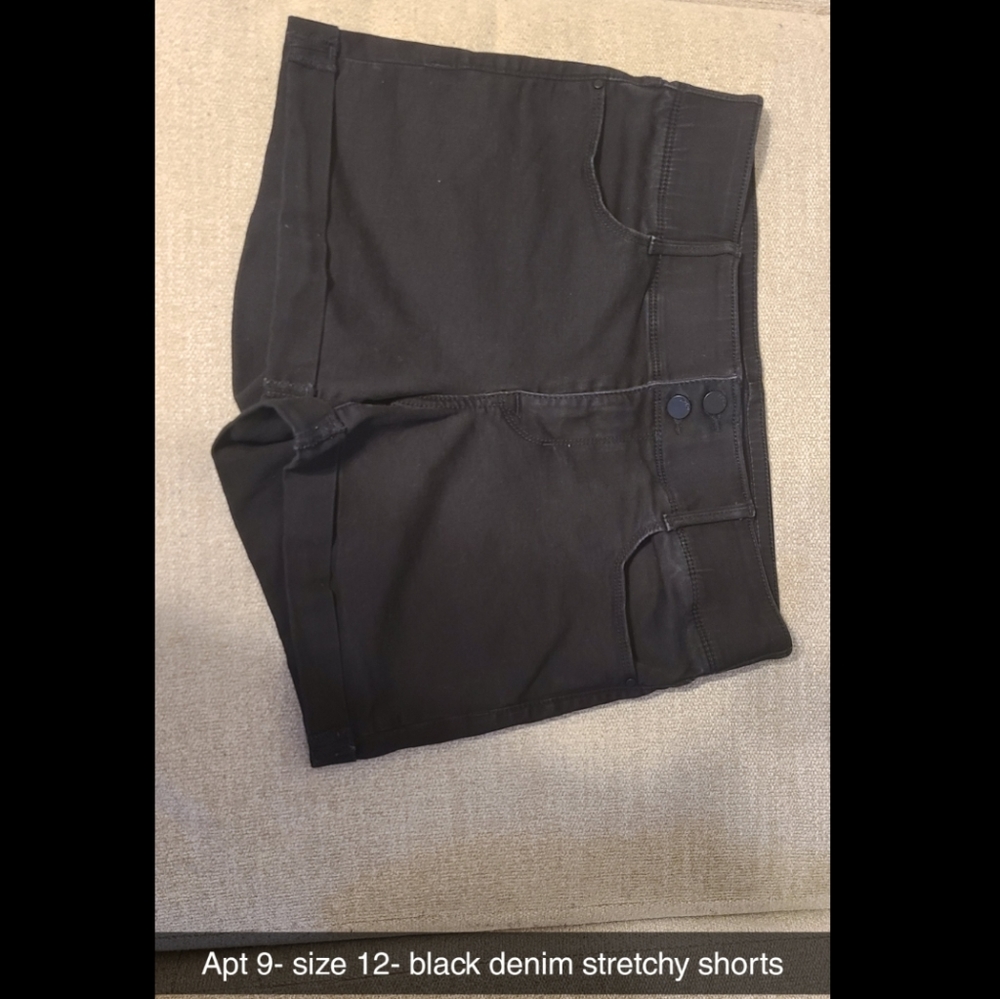 Apt 9, size 12, black denim high waisted shorts
